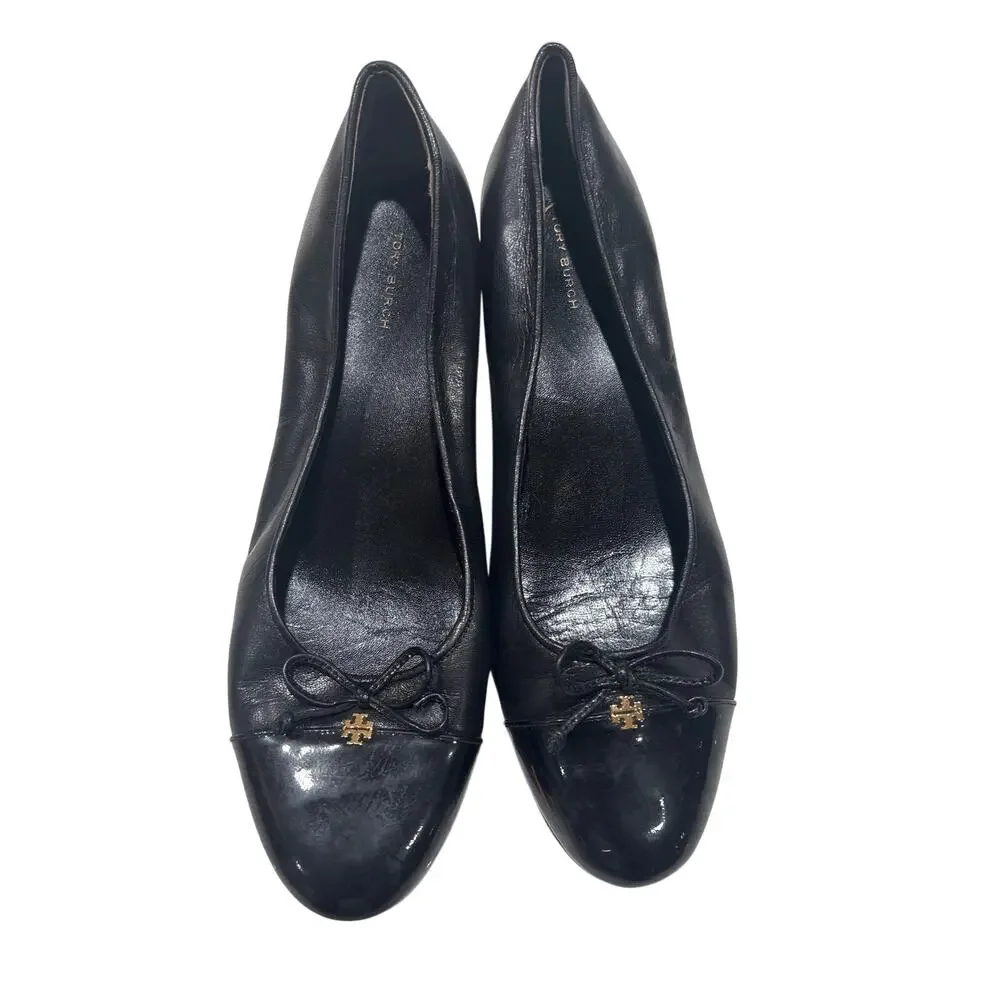 Tory Burch  Cap-Toe Leather Pumps size 10.5